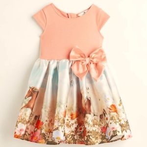 H&M Girls Flared- Skirt Dress Pink/Horses Sz 8-10y
